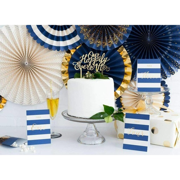 Paper Love Elegant Table Number Cards Navy Blue & Ivory Gold Foil Print Numbered - Picture 2 of 2
